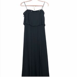 Aidan Mattox Chiffon Strip Ribbon Beaded Formal Maxi Dress